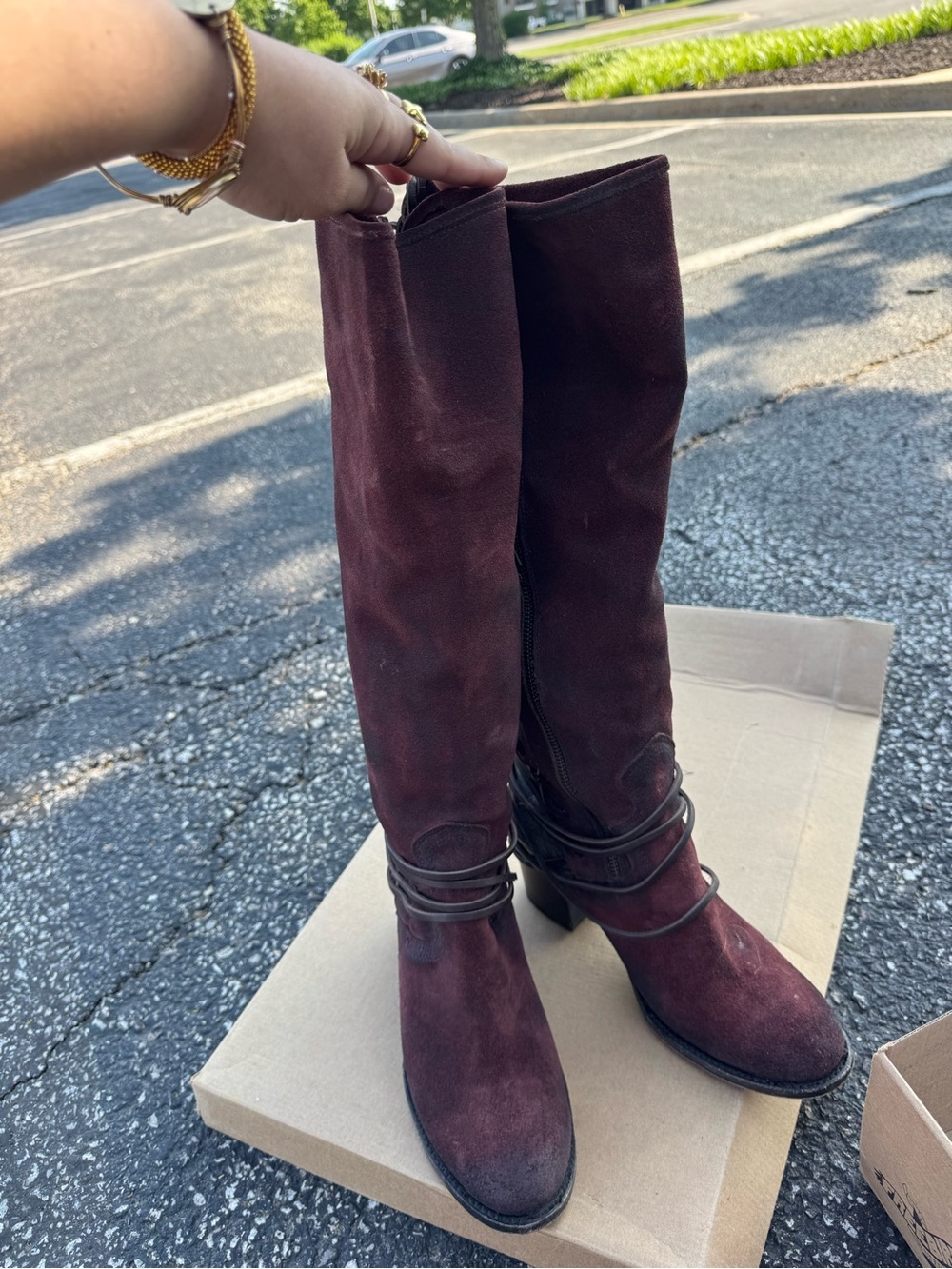 Tall Burgundy Suede Women's Boots